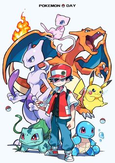 pokemon day poster with various cartoon characters