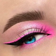 Easy Pink Eye Makeup, Circus Makeup, Rainbow Eye Makeup, Prom Eye Makeup, Barbie Makeup, Dope Makeup