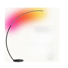 a black floor lamp with a multicolored background