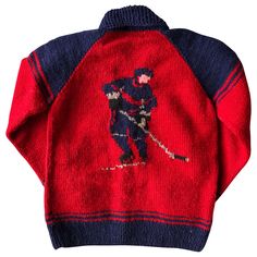 Tired Of Telling People How Much You Love Hockey? Show Up And Stand Out In This Ultra Kitschy, Super Campy Hand Knitted Wool Hockey Sweater! Club Card Sweater, Mint Green Cardigan, Hockey Sweater, Crossover Sweater, Pull Vintage, Vintage Pullover, Oversized Sweater Cardigan, Style Sweaters, New Sweater