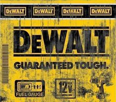 an advertisement for dewt is shown in yellow and black