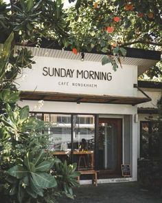 the front entrance to sunday morning cafe in korora, new zealand's north island