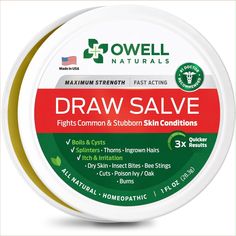 PRICES MAY VARY. Original Draw Salve 3X Better than Ichthammol: Owell Naturals Drawing Salve has been using the same Authentic Formula that has withstood the test of time This powerful Draw salve is specially formulated for minor skin eruptions, insect bites, boils, readiness, and more Skin Benefits: Drawe Salve Ointment contains ingredients such as oils, and beeswax, which have properties that promote skin. Drawing Properties: Drawe Salve Ointment is renowned for its ability to draw out splinte Drawing Salve For Boils, Armpit Boil, Mosquito Bite Itch Relief, Mosquito Bite Itch, Drawing Salve, Spider Bites, How To Make Oil, Itch Relief, Bee Sting