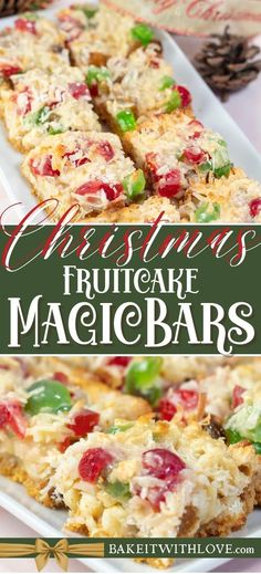 christmas fruit and vegetable magic bars with text overlay