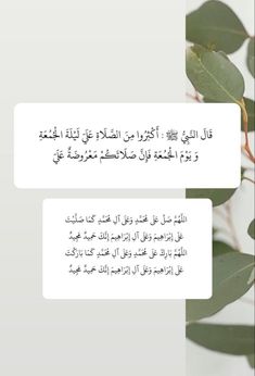 an arabic text is displayed in two different languages, one with leaves on it and the other with green leaves