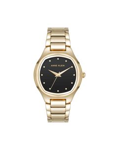 Anne Klein Black/Gold-Tone Everyday Cushion Metal Bracelet Watch Metal Bracelet, Metal Bracelets, Black Watch, Time Piece, Bracelet Watch, Classic Design, Timeless Elegance, Two Tone, Gold Tones