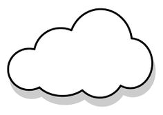 a black and white drawing of a cloud on a white background with the word,