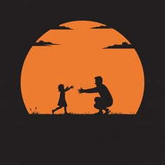 an image of a man and child playing in the sunset