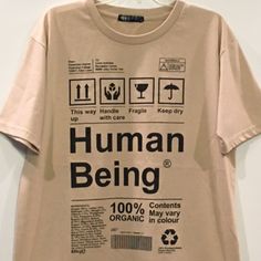 Nwot Men's Tan 100% Organic Human Being T-Shirt. Excellent Condition. Size Medium (M) - Chest Measurement (Armpit To Armpit): 20" - Length Measurement (Shoulder To Hem): 25" - Khaki Graphic Tee With Graphic Print, Cool Tee Shirts, Length Measurement, Human Being, Cool Tees, Black Tan, Black And Tan, Tee Shirts, Mens Shirts