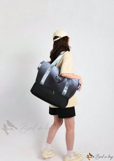 Bird in Bag - Foldable Large Capacity Business Trip Travel Bag for Men and Women - Fashionable for Long Distance Travel Trendy Black Outdoor Travel Bag, Trendy Large Capacity Travel Bag For Outdoor, Gray Large Capacity Casual Duffle Bag, Casual Gray Duffle Bag With Large Capacity, Large Capacity Gray Gym Bag, Casual Gray Travel Bag For Outdoor, Casual Gray Travel Bag With Large Capacity, Gray Large Capacity Functional Gym Bag, Casual Gray Outdoor Travel Bag