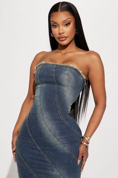 Available In Denim. Denim Maxi Dress Tube Hidden Side Zipper Stretch Disclaimer: Due To The Specialized Wash & Distressing Process, Each Garment Is Unique Self: 75% Cotton 23% Polyester 2% Spandex Imported | Dana Denim Maxi Dress size 3X by Fashion Nova Fashion Nova Outfits Dresses, Denim Maxi Dress, Fashion Nova Outfits, Sweater Jumpsuit, Denim Maxi, Swimming Outfit, Makeup Makeover, Xl Fashion, Tube Dress