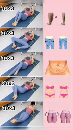 a woman is doing yoga exercises on her stomach and chest, with the instructions for how to