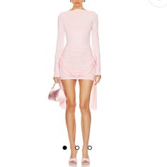 Item Runs True To Size 88% Nylon, 12% Elastane Hand Wash Unlined Pull-On Styling Ruched Sides Jersey Fabric With Fabric Draped At Front And Sides Color: Blush Draped Bodycon Dress, Pretty Life, Birthday Stuff, Baby Pink Colour, Fitted Mini Dress, Fall Inspo, Blush Dresses, Poplin Dress, Birthday Dress