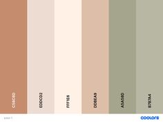 the color scheme for different shades of brown, beige and green with text that reads colors