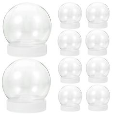 a set of twelve clear plastic balls