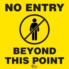 a yellow sign with the words no entry beyond this pool in black and white on it