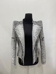 Woman's SNAKESKIN Jacket This jacket is made from DRAGON python leather. The flakes of this type of leather are bigger the the standard once. Outside: Snakeskin Dragon Leather Accessories: silver color (please see the photo). All our products are 100% handmade, we always try to create interesting ideas to make your style unique. We use only the highest quality materials and accessories from around the world and only best leather from Indonesia. Before listing each new model undergoes different q Snakeskin Jacket, Womens Leather Biker Jacket, Womens Moto Jacket, Grey Leather Jacket, Womens Biker Jacket, Best Leather, Accessories Silver, Stylish Backpacks, Interesting Ideas