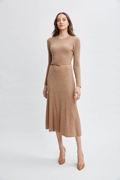 Immerse yourself in the essence of refined luxury with our soft touch Rib Cashmere Knit Dress. This long sleeve midi dress features an easy A-line silhouette & self-belt that is adorned with a gold buckle. Ultra-Soft & understated, this dress defines quiet luxury and can be worn with pumps or the seasons knee grazing boots. Long Sleeve Cashmere Midi Dress with Self Belt & gold buckle 100% Cashmere Runs true to size Model is 5'9" and wearing size S Dry Clean Only Imported Style #: ETR44242 Belt Gold Buckle, Boots Long, Cashmere Sweater Dress, Belt Gold, Long Sleeve Short Dress, Quiet Luxury, Sleeve Midi Dress, Long Sleeve Midi, Long Sleeve Midi Dress