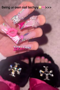 Birthday Nail Set Ideas, Vday Nails, Junk Nails, Ombre Acrylic Nails, Glamour Nails