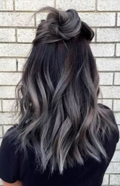 Long Grey Hair, Dark Ombre Hair, Grey Ombre Hair, Grey Hair Color