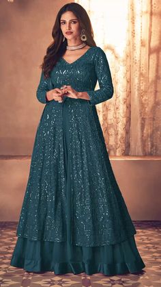 Western Lehenga, Long Choli Lehenga, Georgette Material, Anarkali Lehenga, Black Lehenga, Lehenga Suit, Pakistani Salwar, Green Lehenga