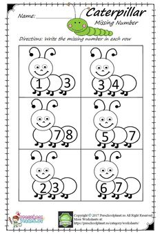 the caterpillar missing number worksheet