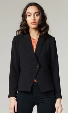 (1) Kinley Shawl Collar Blazer Shawl Collar Blazer, Office Chic, Luxury Women Fashion, Chic Office, Striped Jumpsuit, Button Up Dress, Black Trousers, Ruffle Top, Cotton Blouses