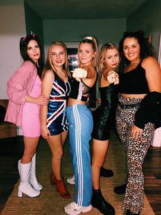 Spice Girls Outfits Halloween Costumes, Spice Girls Group Costume, Spice Girls Outfits 90s, 90s Group Costumes, Group Girls Halloween Costumes, Group Girl Costumes, Spice Girls Costume Halloween, 90s Dress Up Costumes, Scary Spice Outfit