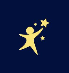 an image of a person reaching for stars on a dark blue background with yellow outline