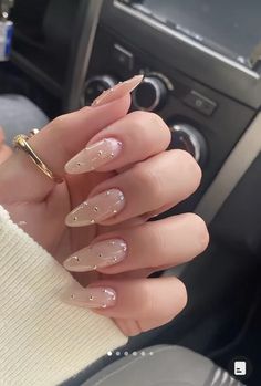 Nail For Graduation, Nail Coffin Design, Tall Nails, Graduation Nails Almond, Neutral Nails Acrylic, Engagement Nails, Milky Nails, Beige Nails, Girly Acrylic Nails