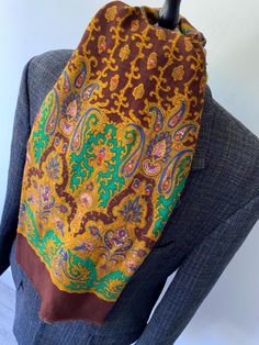 SUPER VINTAGE mens 70's Stunning brown paisley psychedelic pure wool long scarf clean ready to wear condition - slight wear on seam fold fab look to compliment any outfit RARE ONE OFF - BE UNIQUE all our scarves are vintage so might show some signs of slight wear Brown Paisley, Long Scarf, Scarf Wrap, Scarf Accessory, Paisley, Art Collection, Ready To Wear, Multi Color, Bathing Beauties