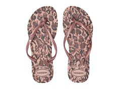 Havaianas Slim Animals Flip Flops - Women's Sandals : Ballet Rose : A hint of metallic and ferocious prints make the 'Slim Animals' sandal exotic. Rubber upper. Thong construction with embossed logo. Lightly padded insole. Rubber sole. Made in Brazil. Measurements: Weight: 5 oz Product measurements were taken using size 39/40 Brazil (US Men's 7/8, Women's 9/10), width M. Please note that measurements may vary by size. Weight of footwear is based on a single item, not a pair. Cheap Slip-on Flip Flops For Summer Outings, Cheap Non-slip Slip-on Flip Flops, Cheap Slip-on Flip Flops With Buckle Closure, Ballet Kids, Animal Prints Pattern, Adidas Kids, Point Shoes, Girls Shoes Kids, Shoe Size Conversion