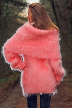 Cozy Pink Sweater Dress For Fall, Pink Sweater For Winter Party, Pink Winter Party Sweater, Pink Long Sleeve Sweater Dress For Winter, Pink Sweater Dress For Winter Party, Pink Winter Sweater Dress, Fuzzy Sweater Outfit, Fuzzy Mohair Sweater, Hand Knitted Jumpers