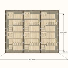 the floor plan for an office building with three floors and four rooms, all in one room