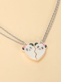 46669143671071 Panda Necklace, Panda Pattern, Heart Place, Magnetic Necklace, Cat Pendant Necklace, Heart Shaped Necklace, Cat Pendants, Chains Necklaces, Cute Panda