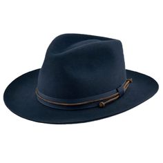 Nubuck Wool Felt Teardrop Fedora - Vintage Biltmore Hats USA Fedora Hat Biltmore Hats BFNV90NUBU3002GL Navy Large (59 cm) Blue Winter Fedora Felt Hat, Blue Wide Brim Fedora, Classic Blue Brimmed Felt Hat, Luxury Blue Fedora Felt Hat, Artisan Blue Flat Brim Fedora, Wide Brim Fedora, Felt Hat, Fedora Hat, Wide Brimmed