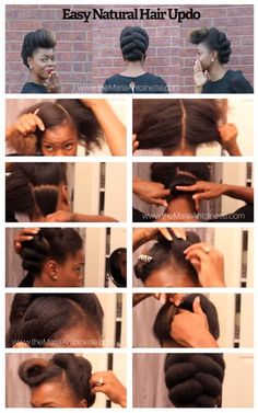 Natural Hair Updo Natural Hair Updo Easy, Natural Hair Updo Tutorial, Hair Updo Wedding, Natural Hair Updo Wedding, Braids And Twists, Updo Easy, Diy Updo, Natural Wedding Hairstyles