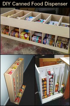 the diy canned food dispenser is organized and ready to be used