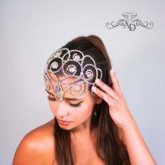 Sparkle headpiece jewelry "Florensia". Professional handmade by designer with love for you! 😍 This stylish crown for women will be perfect for your belly dance costume, ballroom dance costume, latin dance costume, any show or burlesque costume and will serve as a bright photoshoot accessory. This ab crysta tiara attached around the head with stretch elastic band. Diadem are made of stainless spring steel with zinc coating. Such wire does not rust and is not subject to corrosion. Worldwide shipping ✈ Standard delivery 14-35 days UPS shipping to USA, delivery time 7-10 days If you want delivery as soon as possible, you can order expedite shipping by USPS EXPRESS SHIPPING for an additional fee (only for USA): https://www.etsy.com/AmaliaDesignStudio/listing/1139669654/express-shipping-by-ups- Bright Photoshoot, Burlesque Headpiece, Hair Tiara, Hand Bracelets, Ballroom Hair, Bellydance Costume, Dance Hair, Dance Costumes Ballroom, Latin Dance Costume