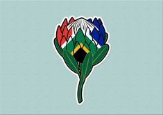 a sticker with the flag of south africa in it's center and leaves