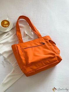 Bird in Bag - Orange Multi-Compartment Tote Bag, Perfect for Outdoor, Travel, and Back to School for Graduate, Teen Girl, Freshman, Orange Tote Bags, Preppy Bags, Fashion Capsule Wardrobe, Style Preppy, Fashion Capsule, Orange Bag, Bird In Bag, Shopper Bag, Outdoor Travel