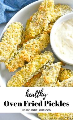 healthy oven fried pickles with ranch dip