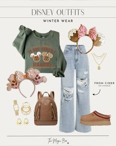 Disney In The Winter Outfit, Disneyworld Outfits Christmas, Disney 100 Outfit, Disney Park Christmas Outfits, Woody Disney Outfit, Disney Parks Christmas Outfits, Warm Disneyland Outfit, Womens Disney Outfits Winter, Christmas At Disneyland Outfit