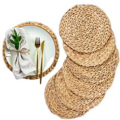 PRICES MAY VARY. Natural Material: The round rattan placemats are made from 100% natural water hyacinth. The wicker chargers are meticulously handcrafted by a skilled artisan. Each placemat is unique in design and size will vary due to the nature of the placemats being handmade. The durable placemats are made from natural materials and offer elaborate feature designs that will add a unique, rustic touch to your home décor. Specification: The round wicker placemats set of 6 are 11.8" in diameter. Wicker Chargers, Round Woven Placemats, Round Table Settings, Rattan Placemats, Rustic Placemats, Wicker Placemats, Woven Charger, Natural Placemats, Rattan Charger