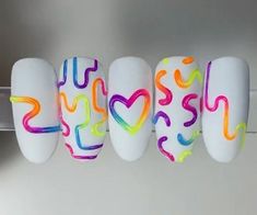 Carnival Nails Designs, Neon Nails Designs, Carnival Nails, Neon Nail Designs, Fruit Nail Art, Halloween Acrylic Nails, Valentine Nail Art, Unicorn Nails, Nail Art Designs Diy