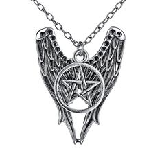 PRICES MAY VARY. 18" chain with 2" extender, pendant measures approximately 0.98" x 1.19" Chain Clothing, Castiel, Women's Jewelry, Womens Jewelry Necklace, Supernatural, Shoes Jewelry, Jewelry Necklace Pendant, Silver Tone, Shoe Jewelry