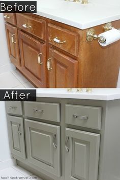 the before and after pictures of a bathroom vanity