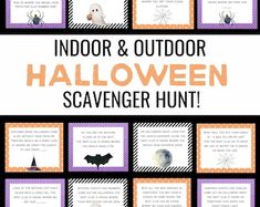 an outdoor halloween scavenger hunt for kids with pictures and text on the front