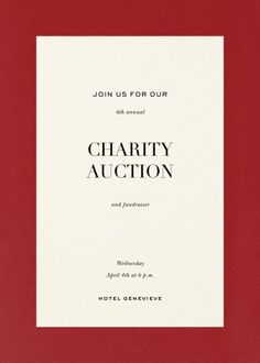 a red and white book cover with the words charity auction