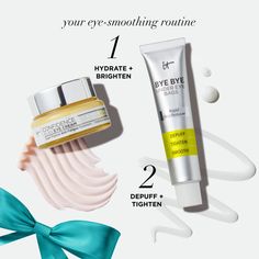 Your limited-edition, 2-piece eye-smoothing skincare set includes full sizes of our viral under eye treatment, Bye Bye Under Eye Bags, and Confidence in an Eye Cream — all you need for a more lifted, youthful eye area. IT’s Great For… Anti-Aging, Hydration, Under Eye Tightening | IT Cosmetics Celebrate Super Smooth Eyes Skincare Set Under Eye Bags, Cream Concealer, Skin Complexion, It Cosmetics, Brow Makeup, Cc Cream, Eye Bags, Foundation Concealer, Spf Sunscreen